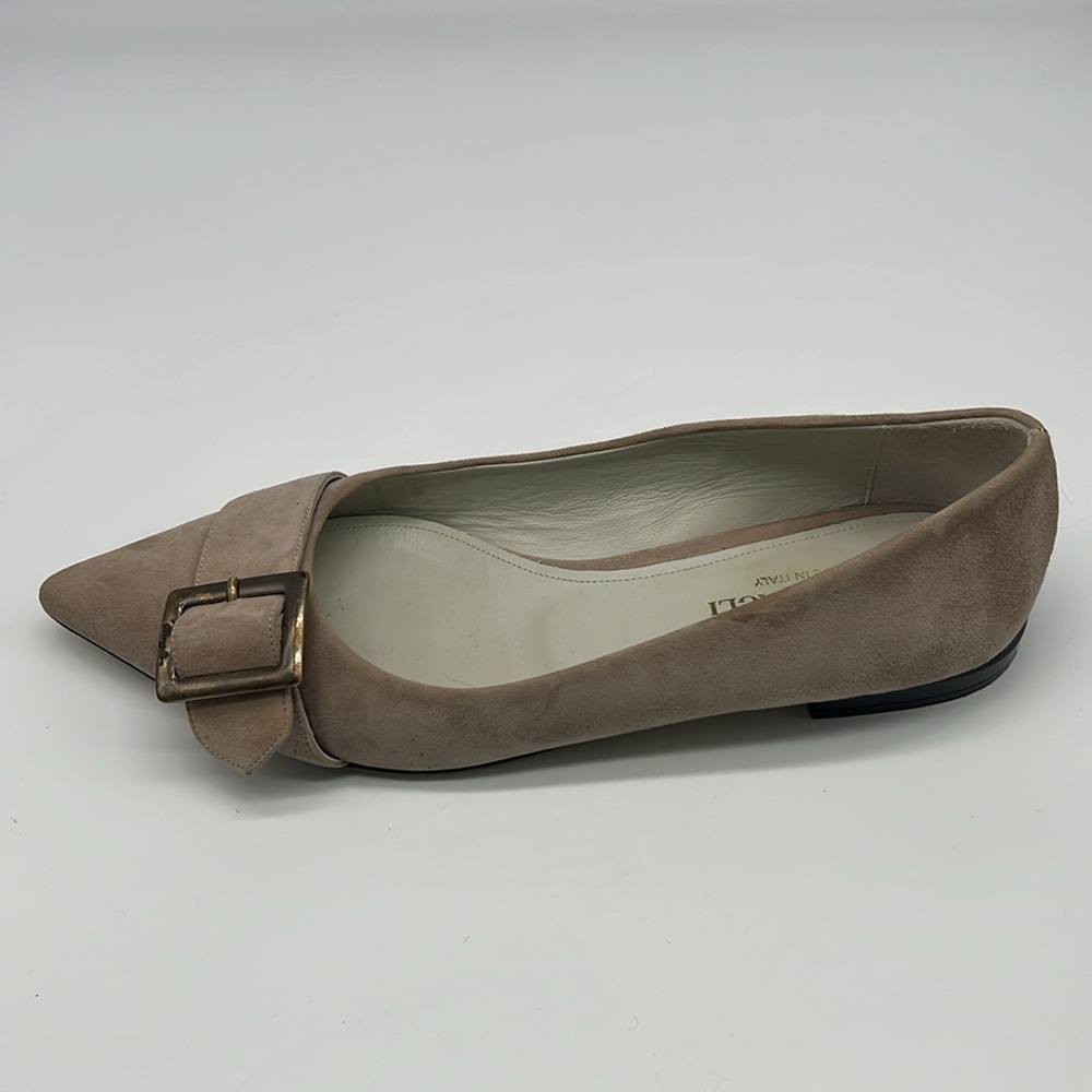 Brunomagli - Suede Light Grey Pointed Toe Buckle Made In Italy Ballet Flats 37.5 - Picture 14 of 16